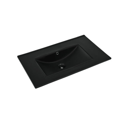 30" Zero Hole Vanity Sink Top in Matte Black