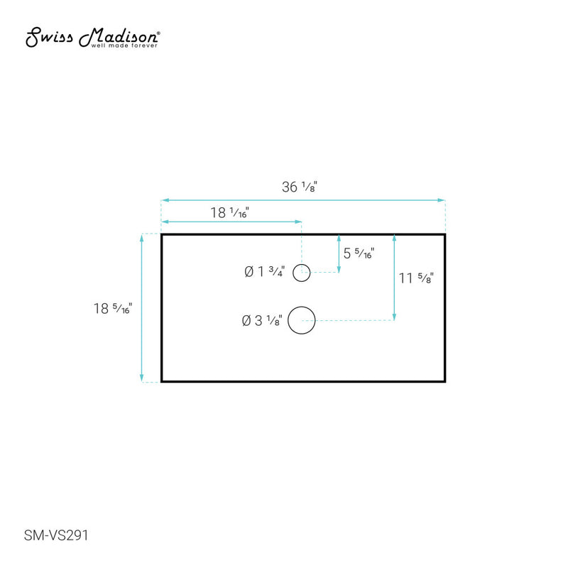 Rennes 36" Freestanding Bathroom Vanity in Natural Teak with Sink Top