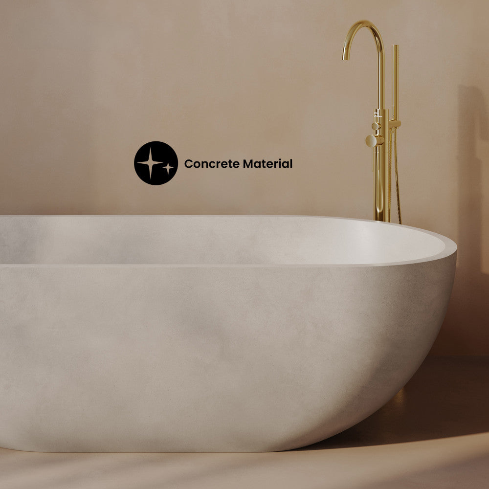 Claire 60" Freestanding Concrete Bathtub in Sand, Drain Included