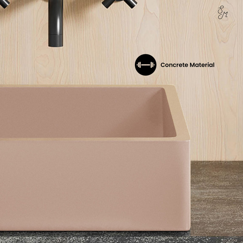 Lisse 15.5" Concrete Square Vessel Sink in Matte Blush