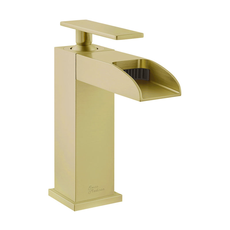 Concorde Single Hole, Single-Handle, Waterfall Bathroom Faucet in Brushed Gold