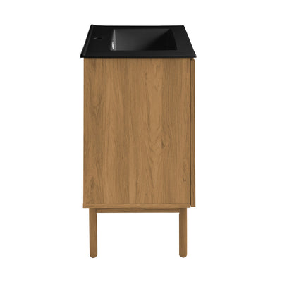 Classe 24 in. Oak Bathroom Vanity With Black Ceramic Sink Top