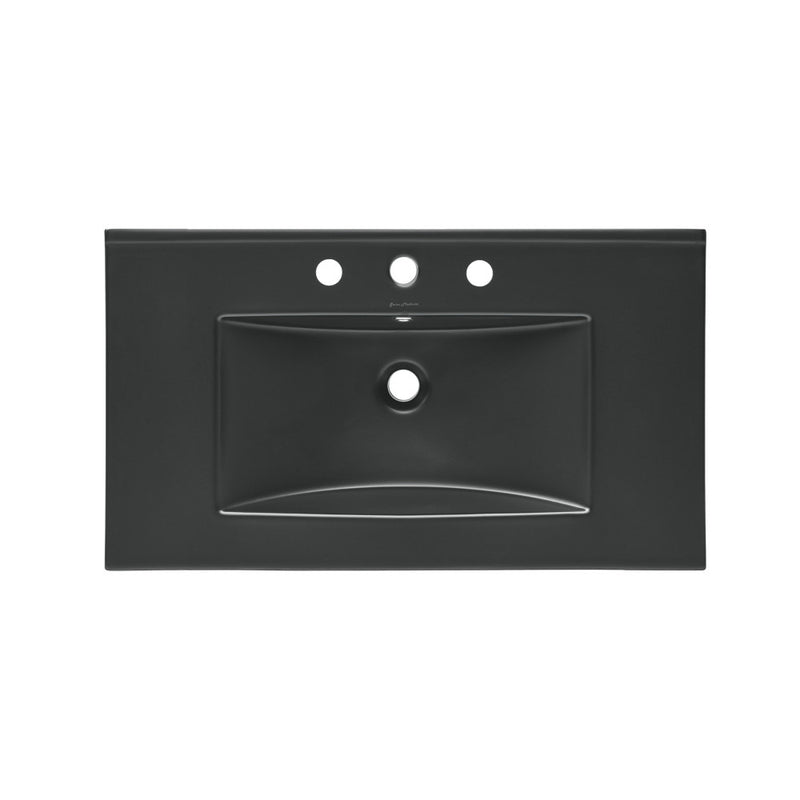 30" 3-Hole Widespread Vanity Sink Top in Matte Black