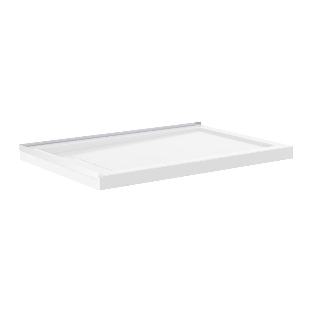 Carlton Marquette 36 x 60 Single or Double-Threshold Shower Pan Base with Center Drain and Removable Flange in Glossy White