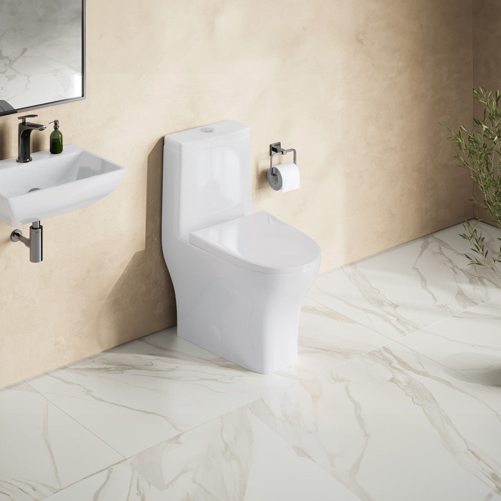 Sublime II One-Piece 10" Rough-in 1.1/1.6 GPF Dual Top Flush Round Compact Toilet in Glossy White