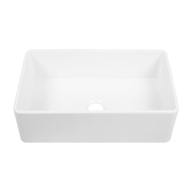 Elegance 33" Single Basin Fireclay Farmhouse Kitchen Sink in Glossy White