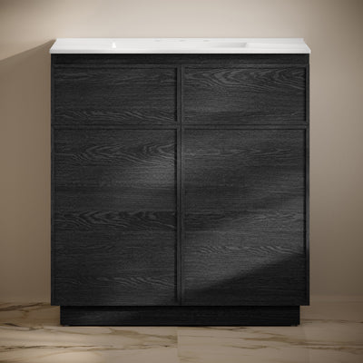 St. Tropez 36" Freestanding Bathroom Vanity in Black Oak with 3-Hole Widespread Sink Top