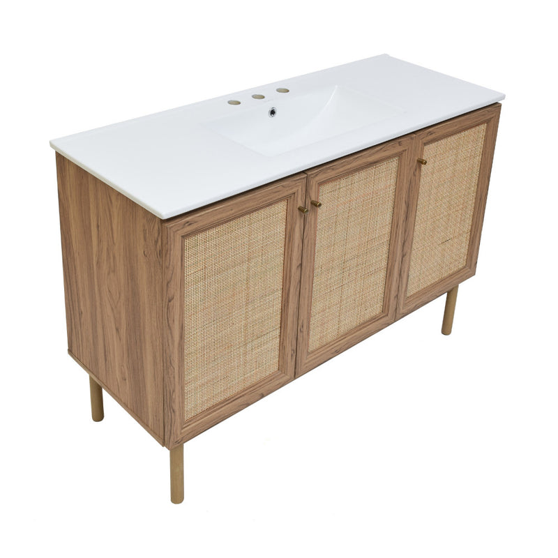 Classe 48" Freestanding Bathroom Vanity in Golden Oak with 3-Hole Widespread Sink Top