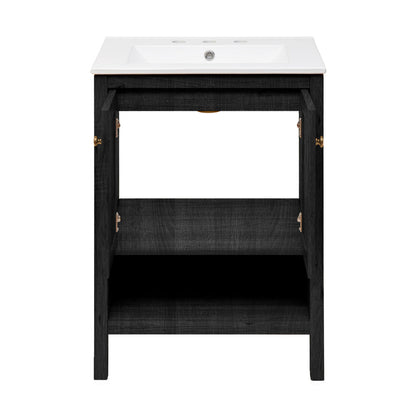 Chateau 24" Freestanding Bathroom Vanity in Black Oak with 3-Hole Widespread Sink Top