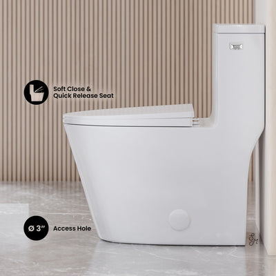 Dreux One-Piece 12" Rough-in 1.28 GPF Right Flush Elongated Toilet in Glossy White (6 - Pack)