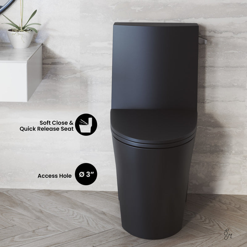 St. Tropez One-Piece 12" Rough-in 1.28 GPF Right-Hand Vortex Flush Elongated Toilet in Matte Black