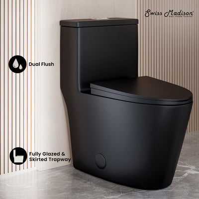 Dreux One Piece Elongated Dual Flush Toilet with 0.95/1.26 GPF in Matte Black