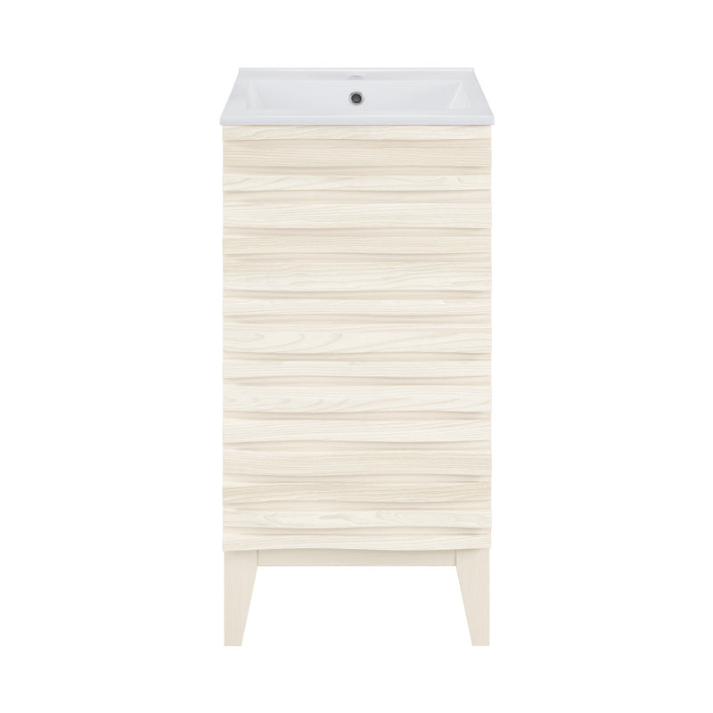 Cascade 18" Freestanding Bathroom Vanity in White Oak with Sink Top