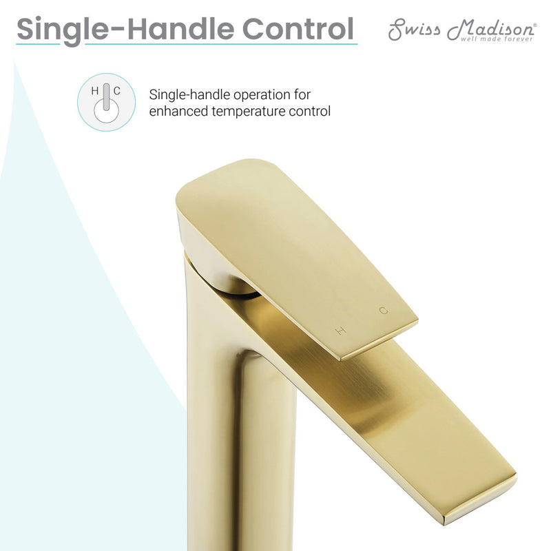 Monaco Single Hole, Single-Handle, High Arc Bathroom Faucet in Brushed Gold