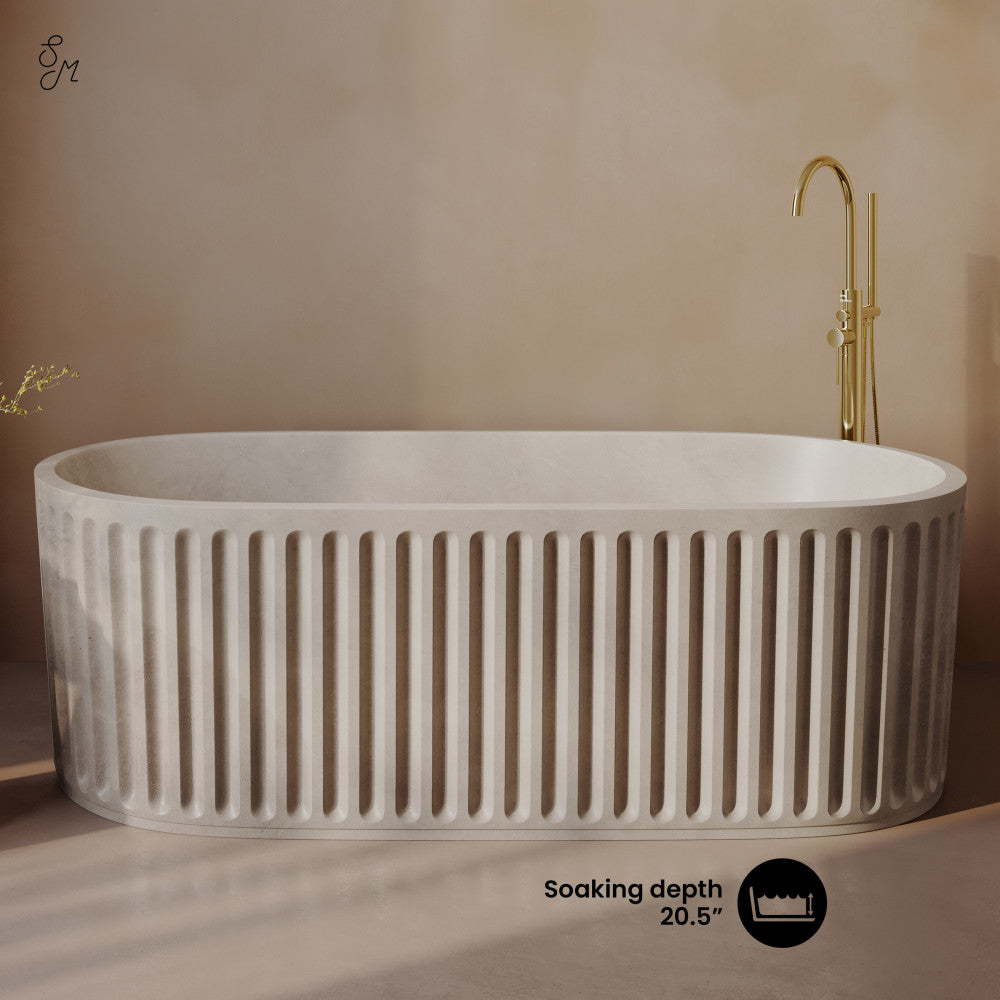 Delice 67" Freestanding Concrete Bathtub in Sand, Drain Included