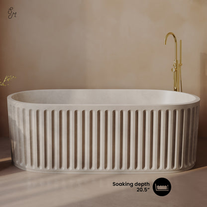 Delice 67" Freestanding Concrete Bathtub in Sand, Drain Included