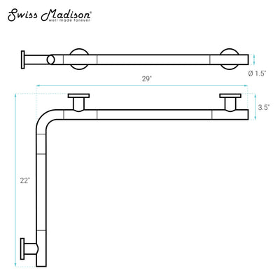 Auvergne 29" x 22" Right Angle Grab Bar in Matte White