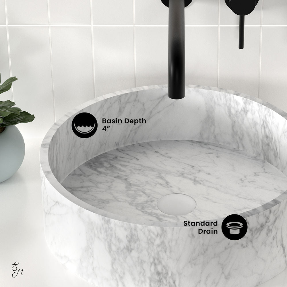 Monaco 17" Round Vessel Bathroom Sink in Marbled Gray
