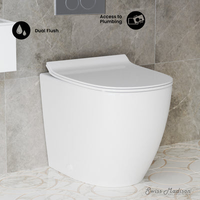 St. Tropez Back to Wall Concealed Tank Toilet Bowl Bundle in Glossy White