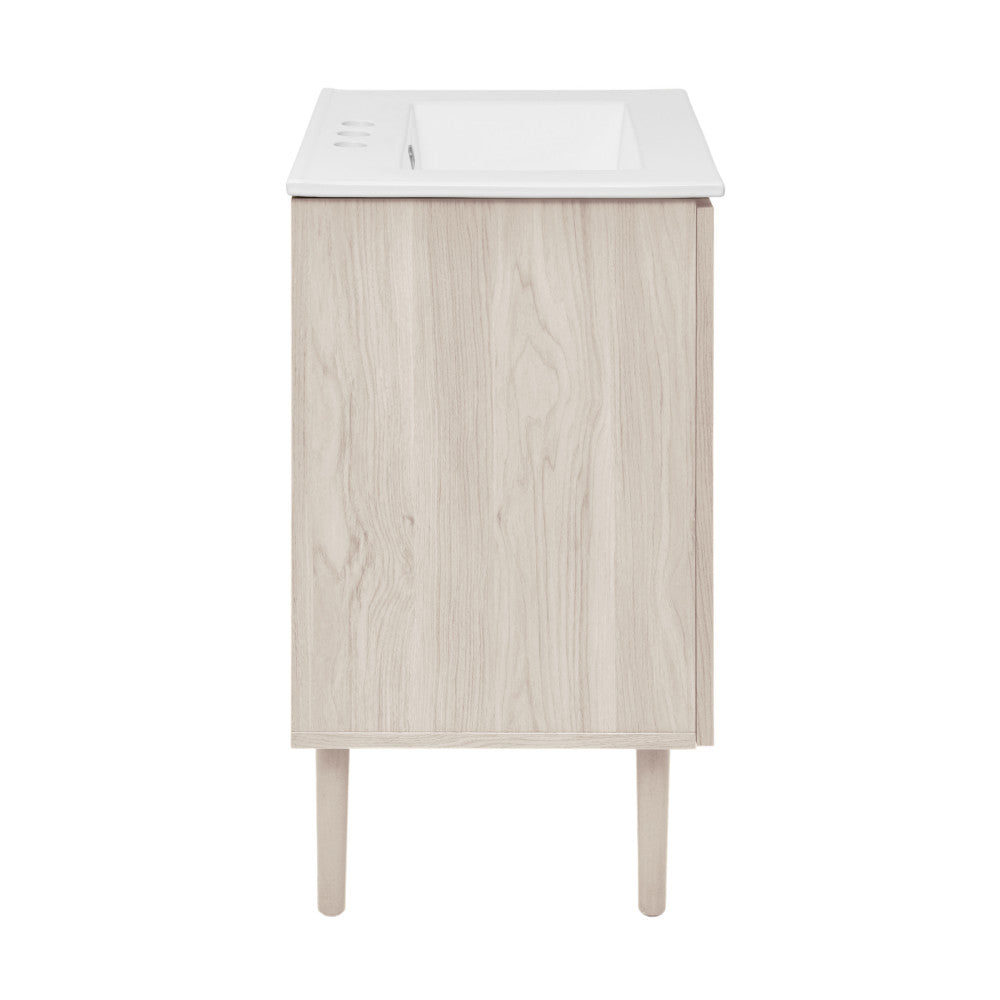 Bron 24" Freestanding Bathroom Vanity in White Oak with 3-Hole Centerset Sink Top