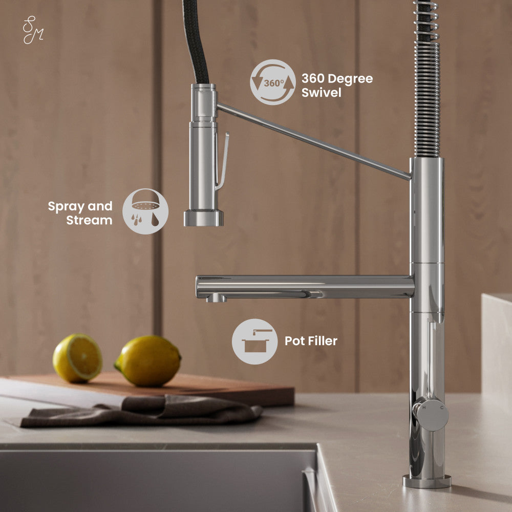 Nouvet Single Handle, Pull-Down Kitchen Faucet with Pot Filler in Chrome