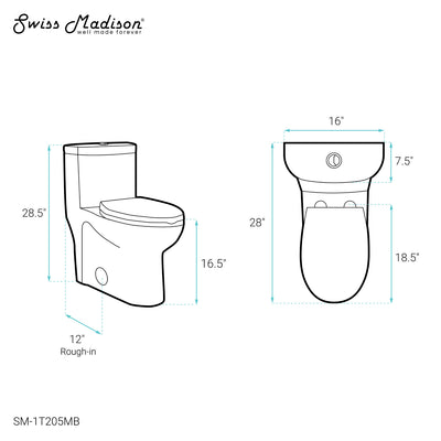 Sublime One-Piece Elongated Toilet Dual-Flush in Matte Black 1.1/1.6 gpf