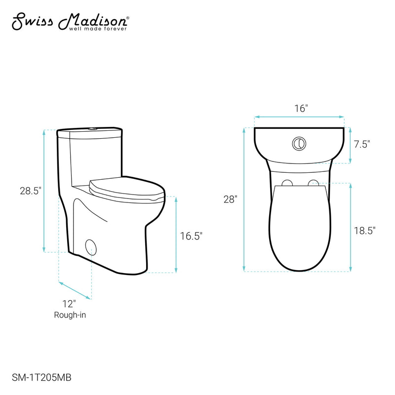 Sublime One-Piece Elongated Toilet Dual-Flush in Matte Black 1.1/1.6 gpf