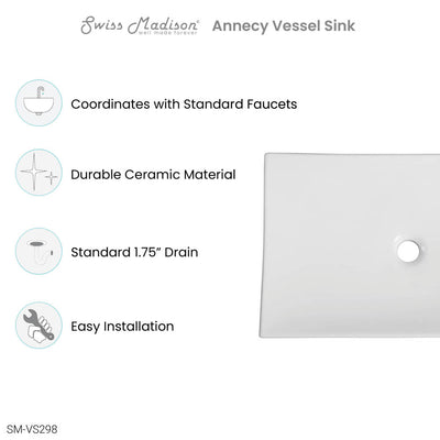Annecy 23.5” Rectangle Vessel Bathroom Sink