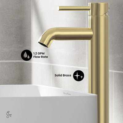 Ivy Single Hole, Single-Handle, High Arc Bathroom Faucet in Brushed Gold