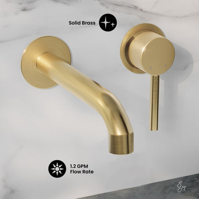 Ivy Single-Handle Wall Mount Bathroom Faucet in Brushed Gold