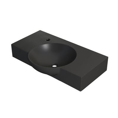 Chateau 30" Wall-Mounted Sink Center Basin with Left Side Faucet Mount in Matte Black