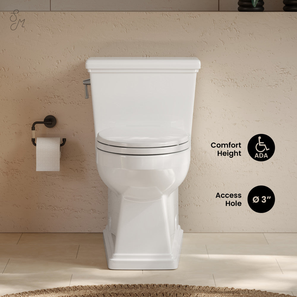 Voltaire II One-Piece 12" Rough-in 1.28 GPF Left-Hand Flush ADA Elongated Toilet in Glossy White, Nano-Glaze