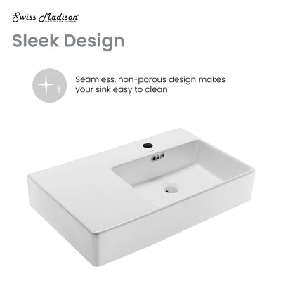 St. Tropez 30" Rectangle Wall-Mounted Sink with Right Side Faucet Mount