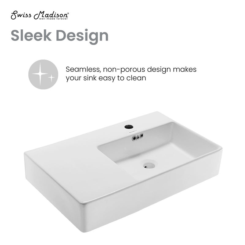 St. Tropez 30" Rectangle Wall-Mounted Sink with Right Side Faucet Mount