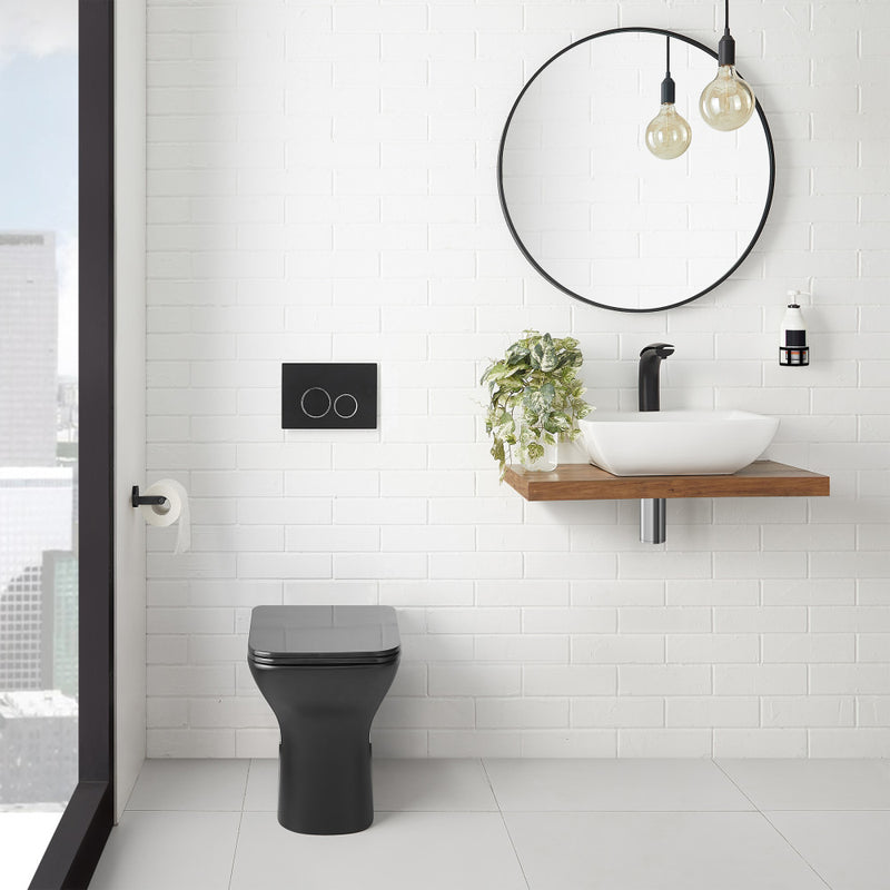 Carre Back-to-Wall Elongated Toilet Bowl in Matte Black