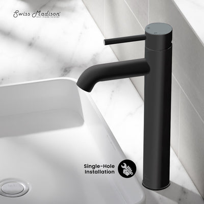 Ivy Single Hole, Single-Handle, High Arc Bathroom Faucet in Matte Black
