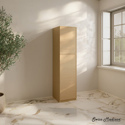 St. Tropez 15 x 15 x 60 Freestanding Linen Cabinet in Natural Oak