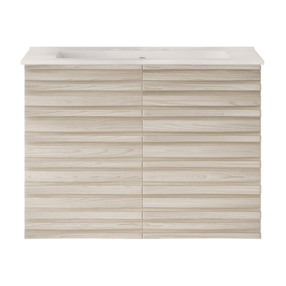 Cascade 30" Wall-Mounted Bathroom Vanity in White Oak with 3-Hole Widespread Sink Top