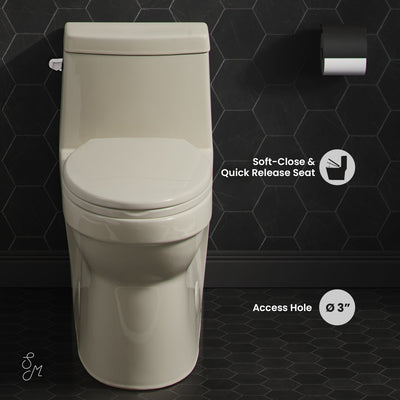 Virage One Piece Elongated Left Side Flush Handle Toilet 1.28 gpf in Bisque