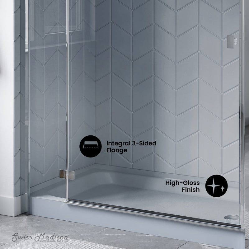 Voltaire 60" x 36" Single-Threshold, Right-Hand Drain, Shower Base in Gray