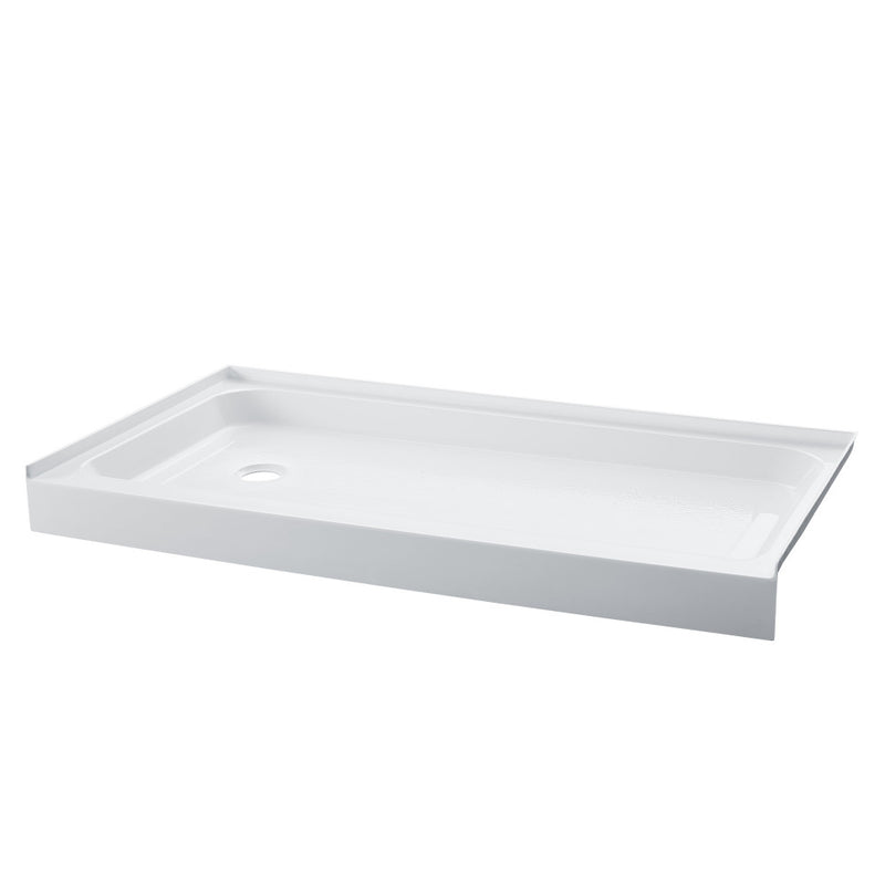 Voltaire 60" x 36" Acrylic White, Single-Threshold, Left-Hand Drain, Shower Base