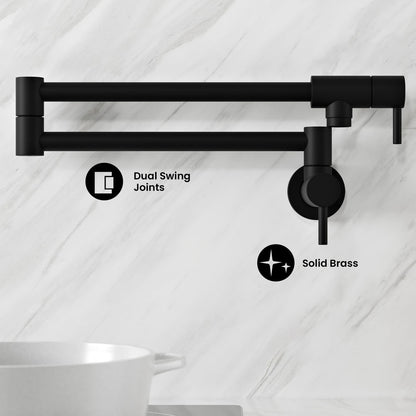 Ivy Retractable Wall-Mounted Pot Filler in Matte Black