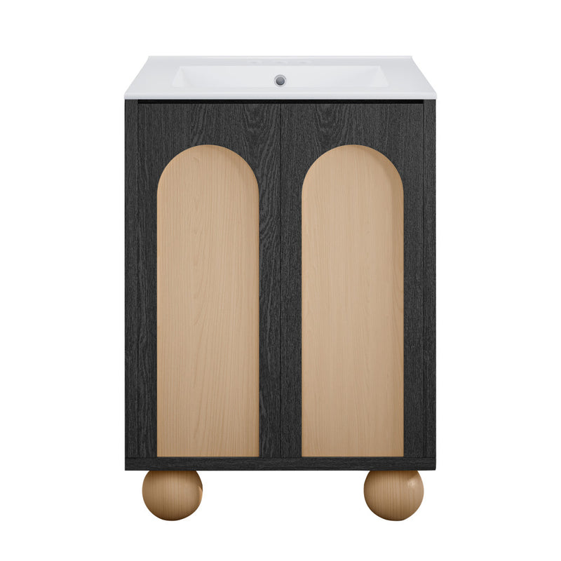 Plaisir II 24" Freestanding Bathroom Vanity in Black Oak with 3-Hole Centerset Sink Top