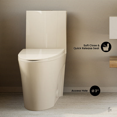 St. Tropez One Piece Elongated Toilet Dual Vortex Flush 1.1/1.6 gpf in Bisque