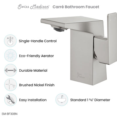 Carre Single Hole, Single-Handle, Bathroom Faucet in Brushed Nickel