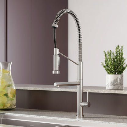 Nouvet Single Handle, Pull-Down Kitchen Faucet with Pot Filler in Brushed Nickel