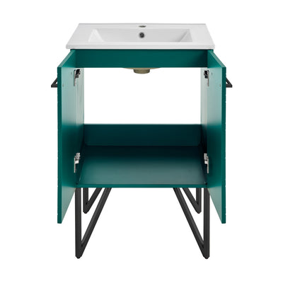 Annecy 24" Freestanding Bathroom Vanity in Teal with Sink Top