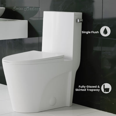St. Tropez One-Piece 10" Rough-in 1.28 GPF Right-Hand Vortex Flush Elongated Toilet in Matte White