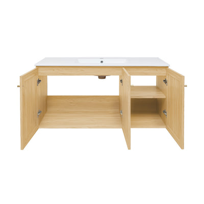 Classe 48" Wall-Mounted Bathroom Vanity in Natural Oak