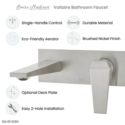 Voltaire Single-Handle, Wall-Mount, Bathroom Faucet in Brushed Nickel